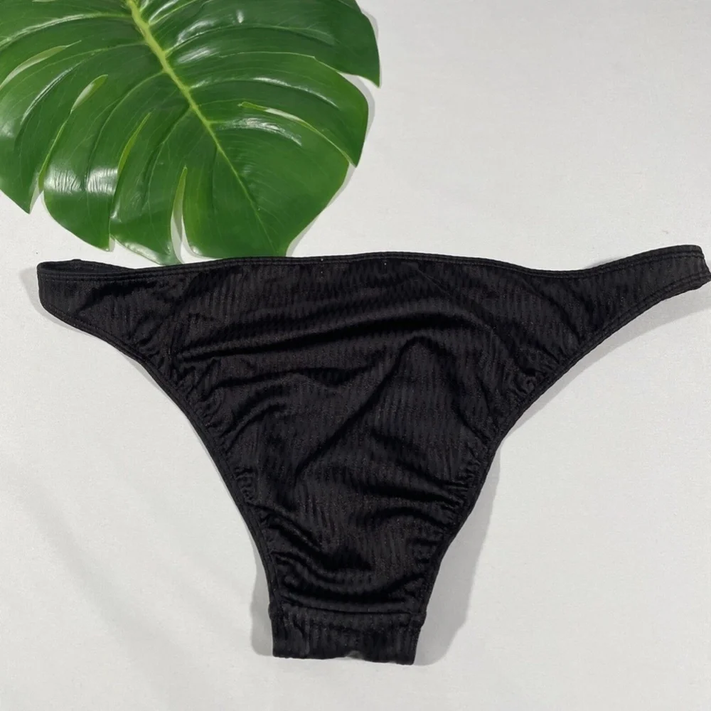 NEW Onia‎ [ Large ] Ashley Metallic Zigzag Bikini Bottom in Black